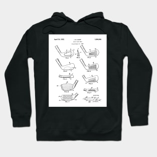 Golfing Iron Patent - Golf Fan Golfer Gift Art - White Hoodie